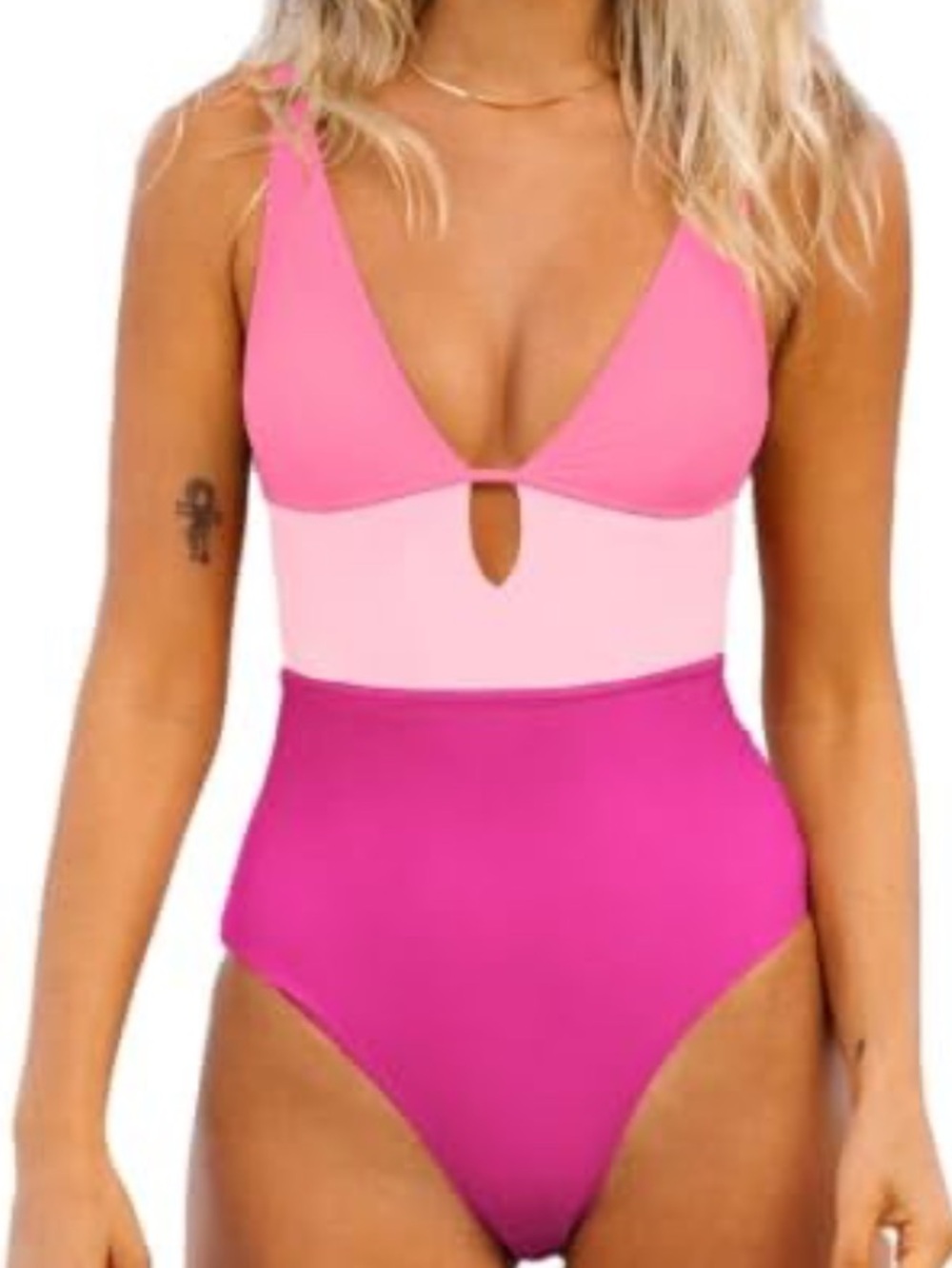 Cupshe Colorblock Pink One Piece Swimsuit bathing suit small NEW